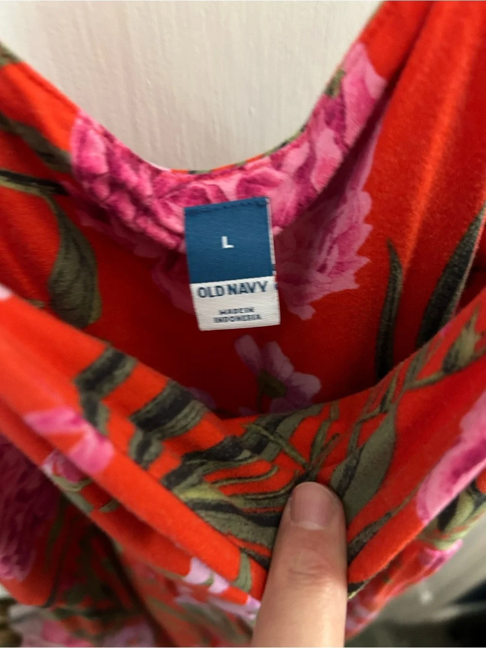 Old Navy Red Floral Tank Dress with Pink Accents